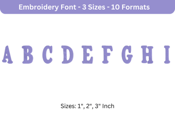 Purevain Font Uppercase a to I for Holiday Embroidery
